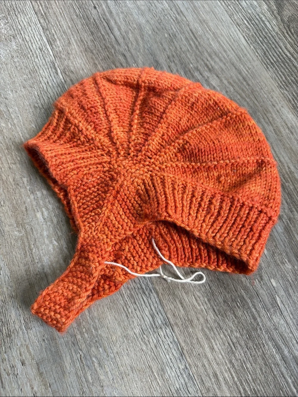 Hand Knitted | Children's Orange Knit Button Bonnet